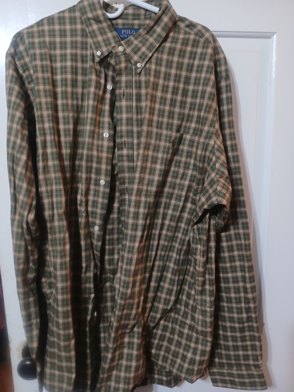 Ralph Lauren Green and Tan Plaid Button-Down Shirt